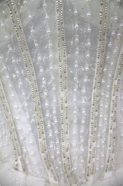 "Ethereal Pearl Off-Shoulder Ball Gown-White Gown" Product code-2093