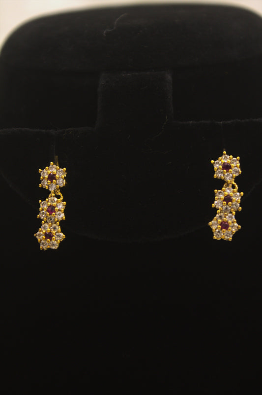"Floral Gold-Plated CZ Necklace & Earring Set – Elegant Bridal Jewelry" Product code-6006