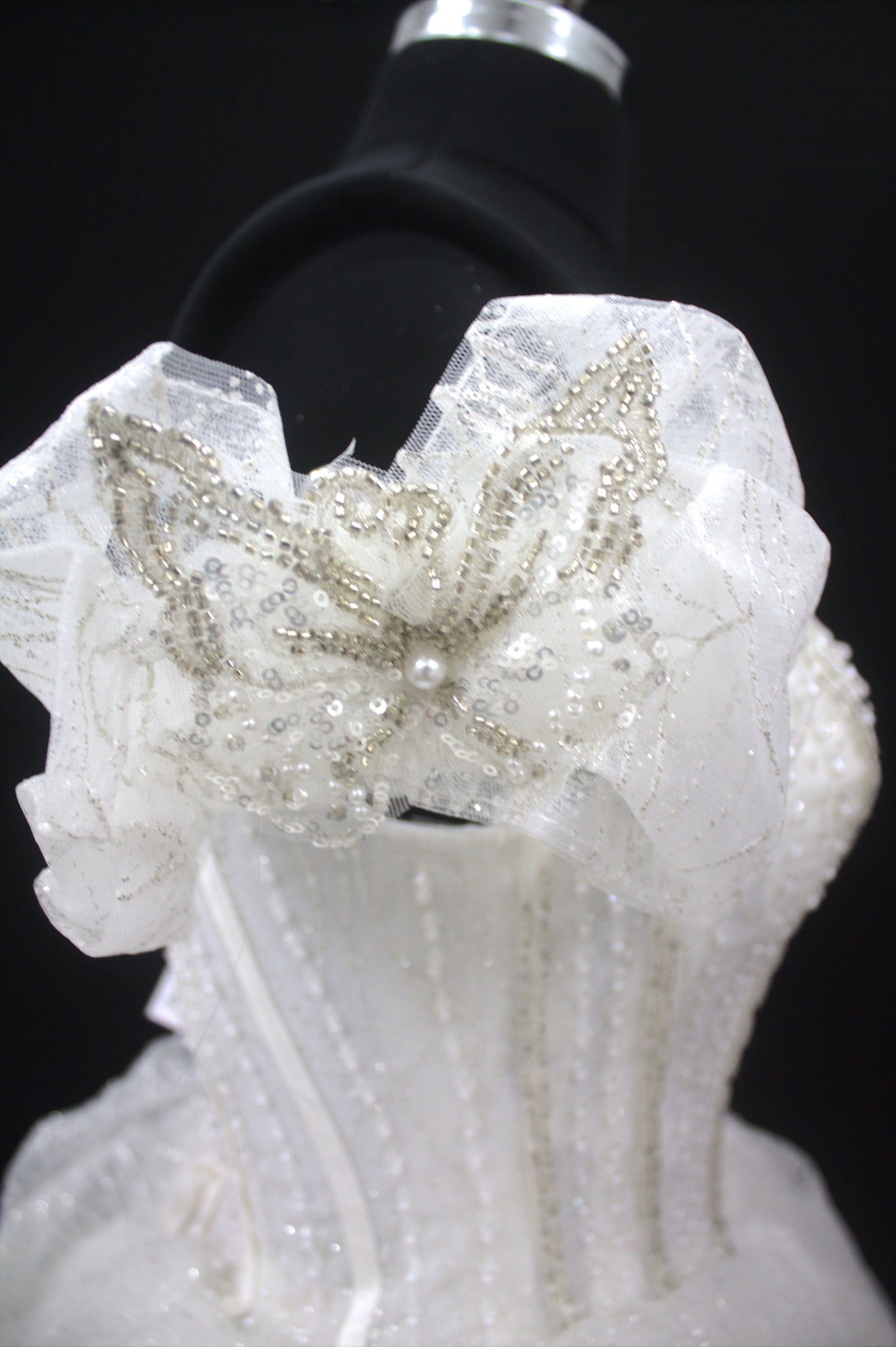 "Ethereal Pearl Off-Shoulder Ball Gown-White Gown" Product code-2093