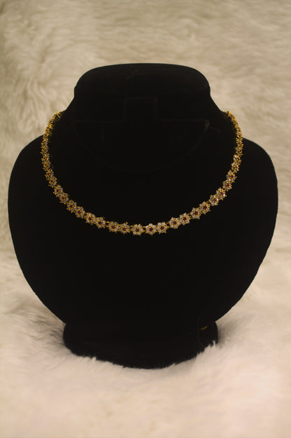 "Floral Gold-Plated CZ Necklace & Earring Set – Elegant Bridal Jewelry" Product code-6006