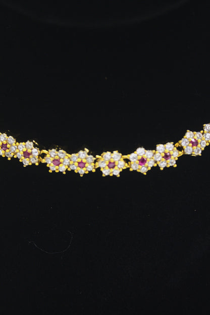"Floral Gold-Plated CZ Necklace & Earring Set – Elegant Bridal Jewelry" Product code-6006