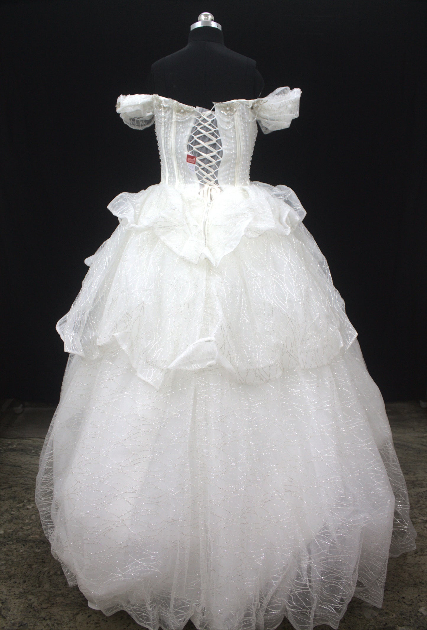 "Ethereal Pearl Off-Shoulder Ball Gown-White Gown" Product code-2093