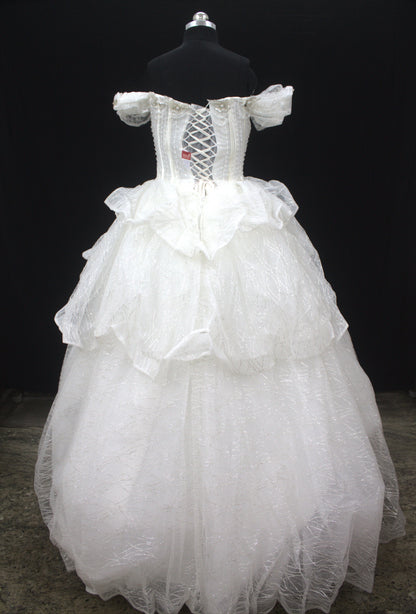 "Ethereal Pearl Off-Shoulder Ball Gown-White Gown" Product code-2093