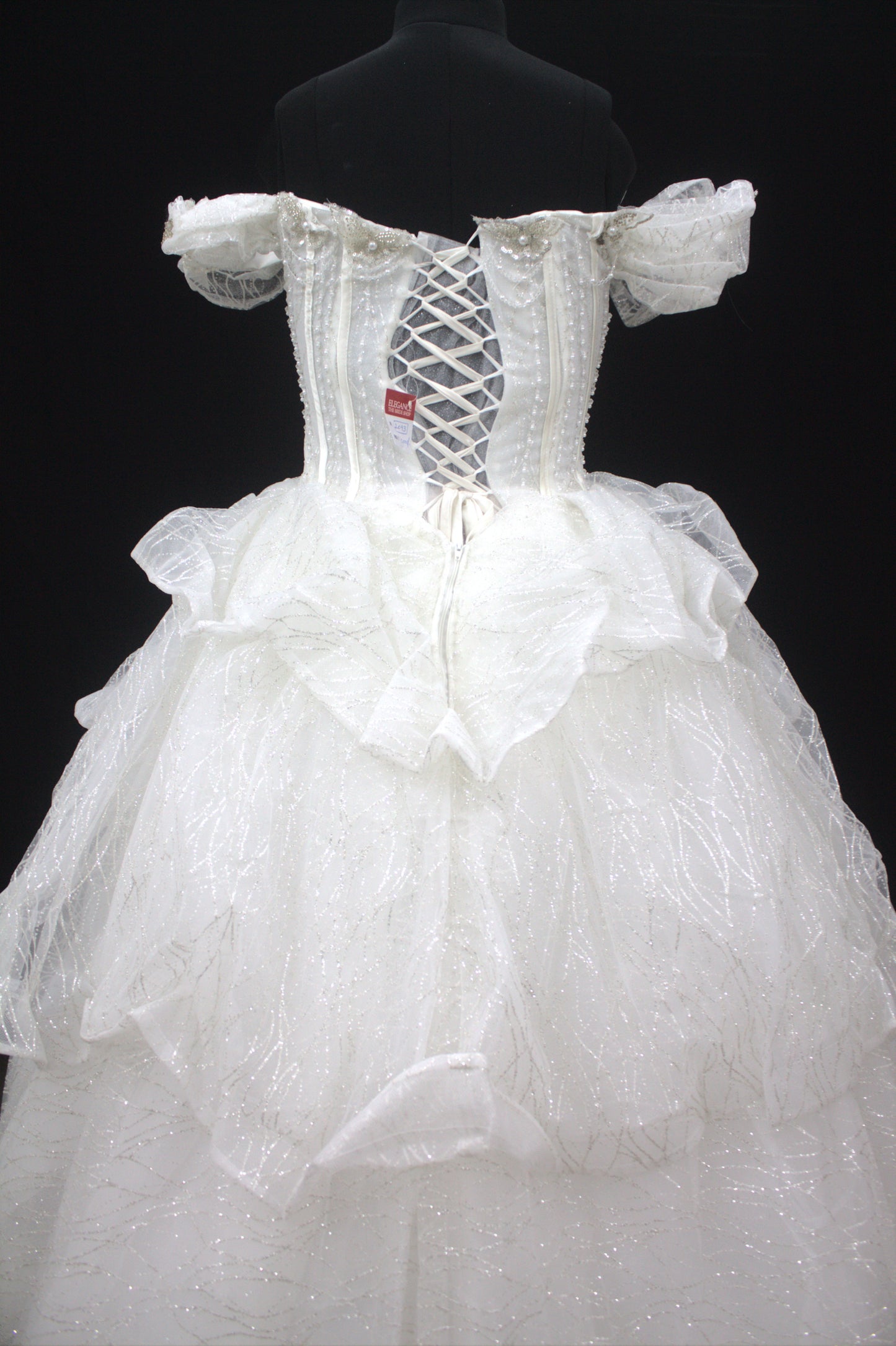 "Ethereal Pearl Off-Shoulder Ball Gown-White Gown" Product code-2093