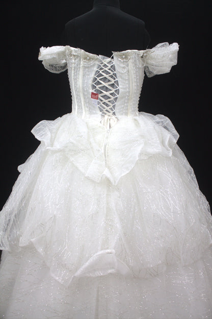 "Ethereal Pearl Off-Shoulder Ball Gown-White Gown" Product code-2093
