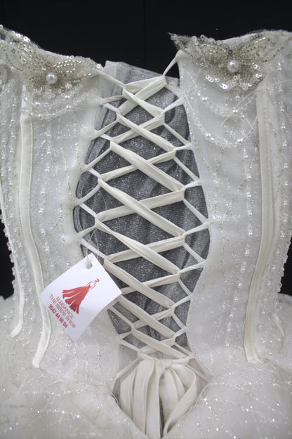 "Ethereal Pearl Off-Shoulder Ball Gown-White Gown" Product code-2093