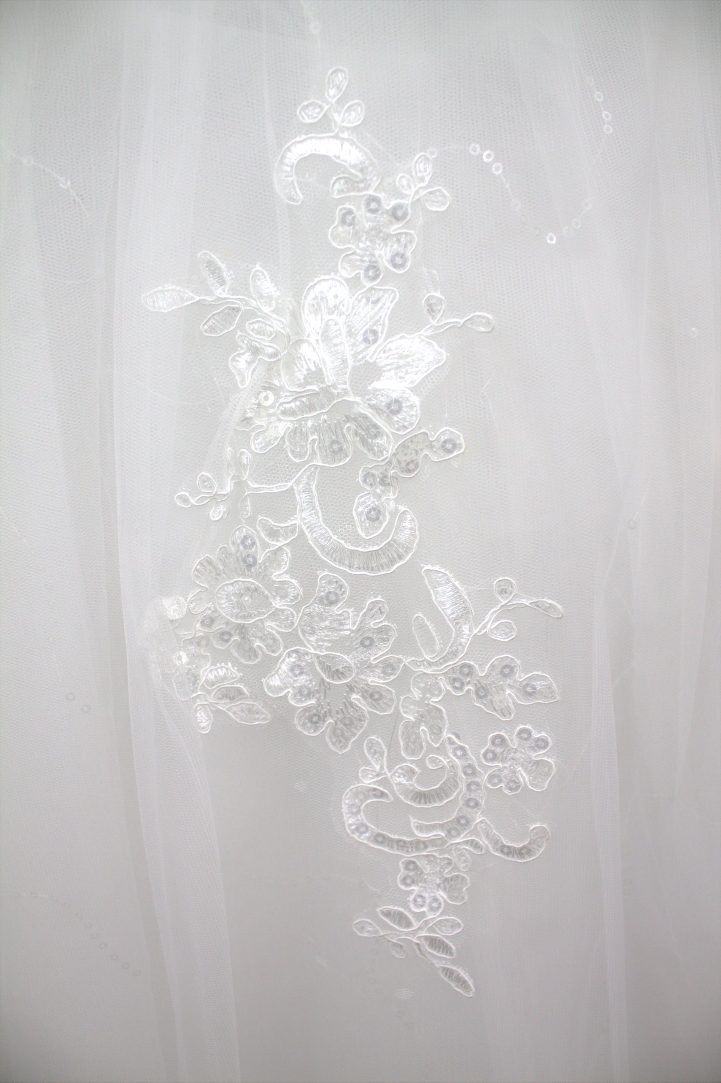 "Regal Grace Lace-Embroidered Ball Gown with Illusion Sleeves White Gown" Product code-2075