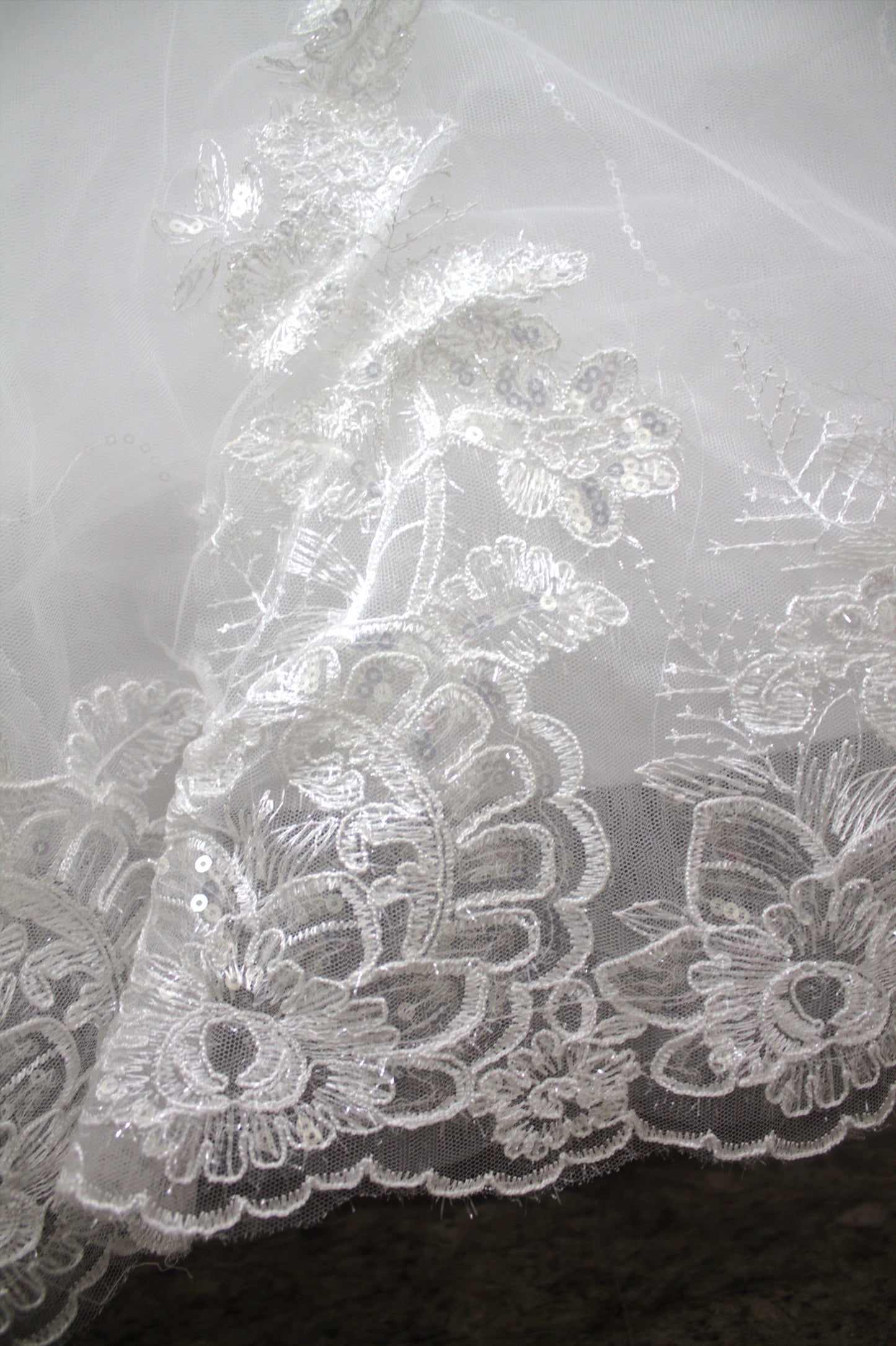 "Regal Grace Lace-Embroidered Ball Gown with Illusion Sleeves White Gown" Product code-2075