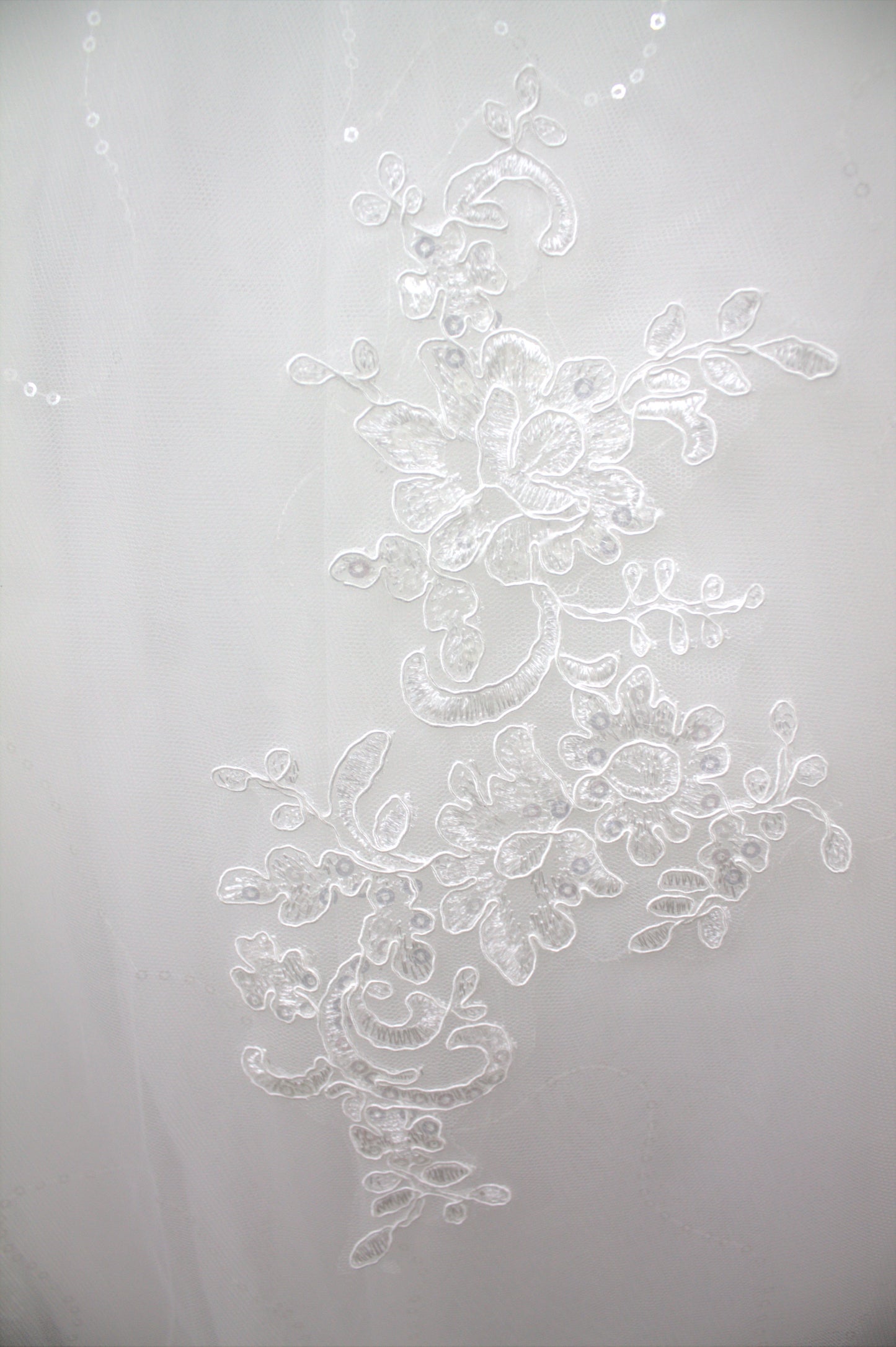 "Regal Grace Lace-Embroidered Ball Gown with Illusion Sleeves White Gown" Product code-2075