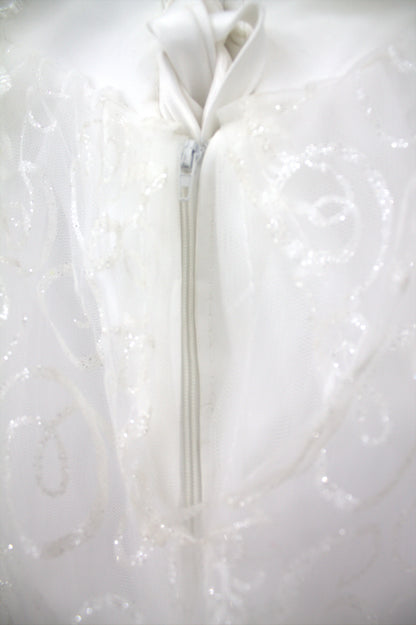 "Whispering Bloom Embroidered Ball Gown with Draped Straps White Gown" Product code-2004