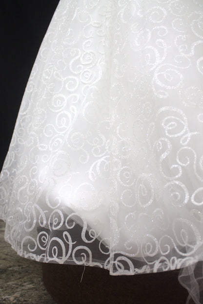 "Whispering Bloom Embroidered Ball Gown with Draped Straps White Gown" Product code-2004